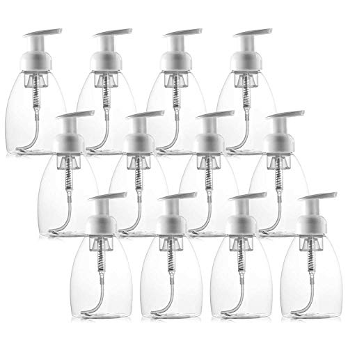 Tebery 12 unidades dispensadores de jabón en espuma pump-bottles para jabón líquido, 250 ml, uso con Castilla Jabón, DIY Jabón Líquido, jabón, el cuerpo lavado y más