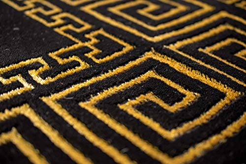 Teppich-Traum Alfombra Sala de Estar con Borde clásico en Oro Negro Größe 80 x 300 cm