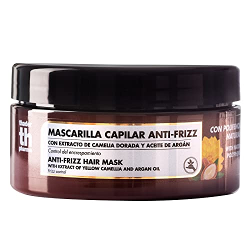 Thader TH Pharma Polifenoles Mascarilla Capilar Anti-Frizz con Extracto de Camelia Dorada y Aceite de Argán, 300 ml