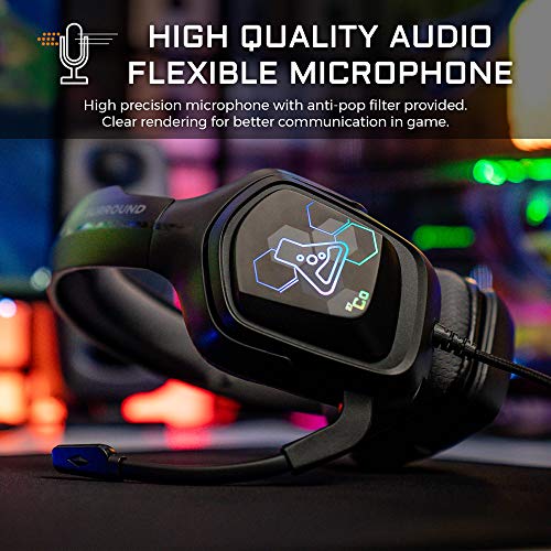 THE G-LAB Korp COBALT 7.1 - Auriculares Gaming con Sonido 7.1 Surround - Auriculares Gaming Audio, Retroiluminación RGB, Micrófono Flexible, Livianos y Cómodos, PC, PS4, PS5 (Negro)