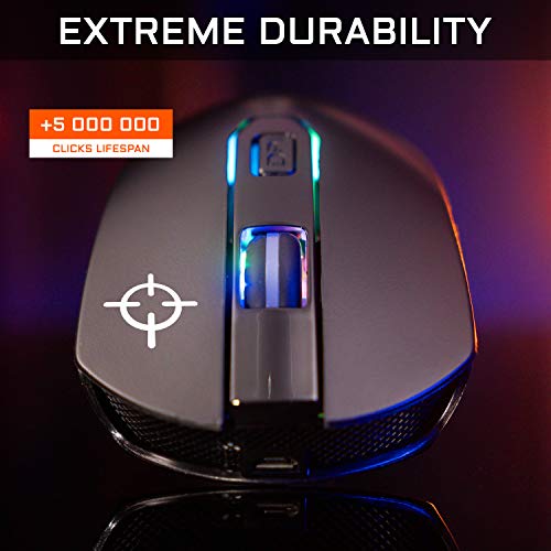 THE G-LAB Kult XENON Ratón Gaming Inalámbrico Recargable de Alto Rendimiento - Ratón Gaming Inalámbrico 5000 DPI, LED RGB, 6 Botones, Software Dedicado, Ligero y Rápido, Compatible con PC/PS4/Xbox One