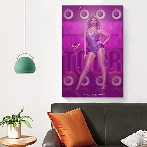 The Secret Of Beyoncé World Tour 2018 Póster de lienzo con impresión de pared retro decorativo para el hogar, dormitorio, sala de estar, decoración de 30 x 45 cm