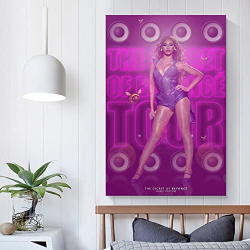 The Secret Of Beyoncé World Tour 2018 Póster de lienzo con impresión de pared retro decorativo para el hogar, dormitorio, sala de estar, decoración de 30 x 45 cm