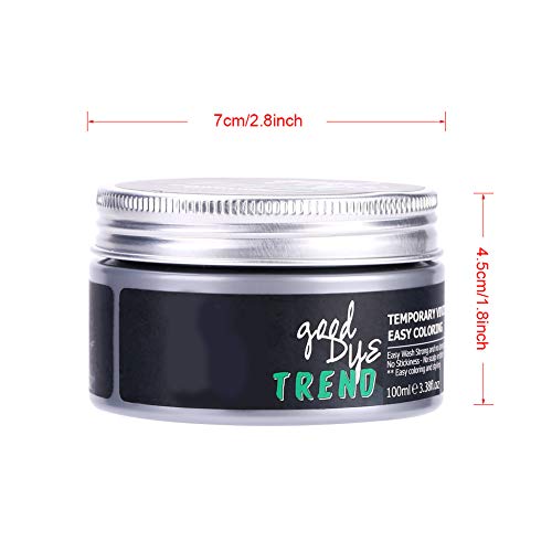 Tinte de cera para el cabello, color temporal para el cabello, cuidado del cabello, hidratante, saludable, para peinar, tinte para el cabello, crema para teñir el cabello con barro de cer(Verde)