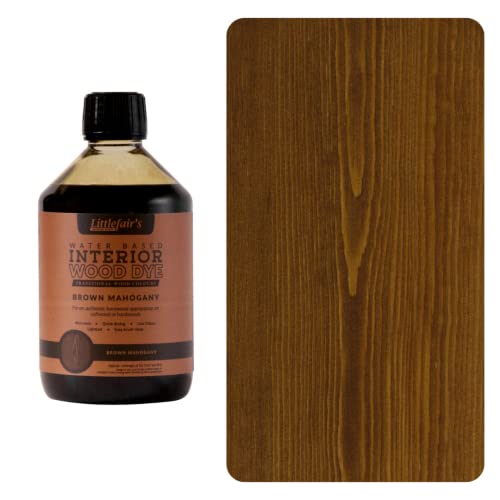 Tinte para madera a base de agua de Littlefair’s, respetuoso con el medio ambiente, Caoba Marrón, 500 ml