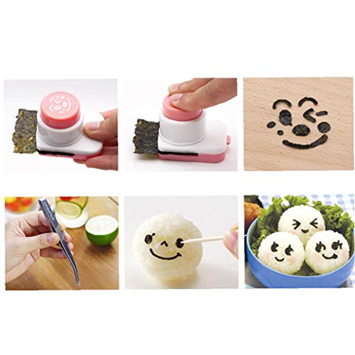 tJexePYK 1PC Sushi de DIY Herramienta Alga nori ponche de grabación en Relieve de Dispositivos Alga Marina Cortador de la Sonrisa Bola de arroz de Onigiri del Fabricante del Molde múltiple Bento Box