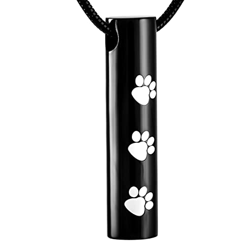 TNBKDSE Colgante de urna de Botella de Perfume con Huellas de Pata para Cenizas de Mascotas, Mini Collar de joyería de cremación de Recuerdo de Acero Inoxidable para Mujeres