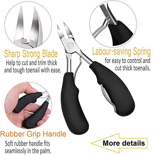 Toenail Clipper Set para uñas de dedos gruesas o encarnadas, cuidado profesional de los pies, cortador de uñas para personas mayores, cuchillas muy afiladas de acero inoxidable quirúrgico mango suave