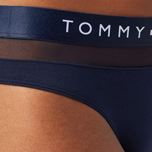 Tommy Hilfiger Bikini con Inserción de Malla Braguitas con Cintura Elástica, Azul (Navy Blazer 416), 38 (Talla del Fabricante: MD) para Mujer