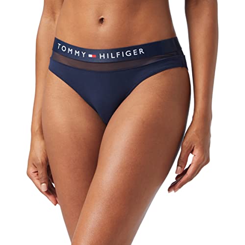 Tommy Hilfiger Bikini con Inserción de Malla Braguitas con Cintura Elástica, Azul (Navy Blazer 416), 38 (Talla del Fabricante: MD) para Mujer