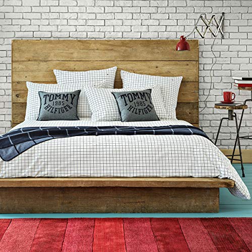 Tommy Hilfiger Ropa de cama Organic Checks Blue 1 funda nórdica de 135 x 200 cm y 1 funda de almohada de 80 x 80 cm