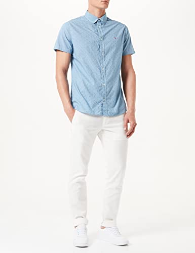 Tommy Jeans TJM Shortsleeve Dobby Shirt Camisa, Perfume Blue, M para Hombre