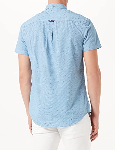 Tommy Jeans TJM Shortsleeve Dobby Shirt Camisa, Perfume Blue, XS para Hombre