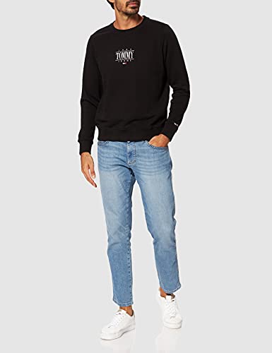 Tommy Jeans TJW REG Essential Logo 1 Crew Sudadera, Black, XS para Mujer