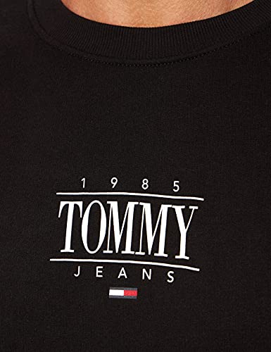 Tommy Jeans TJW REG Essential Logo 1 Crew Sudadera, Black, XS para Mujer