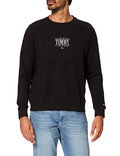 Tommy Jeans TJW REG Essential Logo 1 Crew Sudadera, Black, XS para Mujer