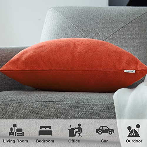 Topfinel Juego 2 Fundas Cojines Cama Sofas de Chenilla Algodón Lino Duradero Almohadas Decorativa de Color sólido para Sala de Estar, sofás, Camas, sillas Dormitorio Jardín Coche 40x40cm Naranja