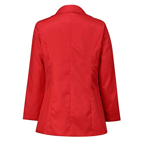 Trajes Mujer Invierno Otoño 2019 SHOBDW Liquidación Venta Abrigos Mujer Elegantes Color Sólido Chaqueta Mujer Solapa Cardigan Mujer Largos Rebajas Casual Blazers Mujer Talla Grande(Rojo,XL)