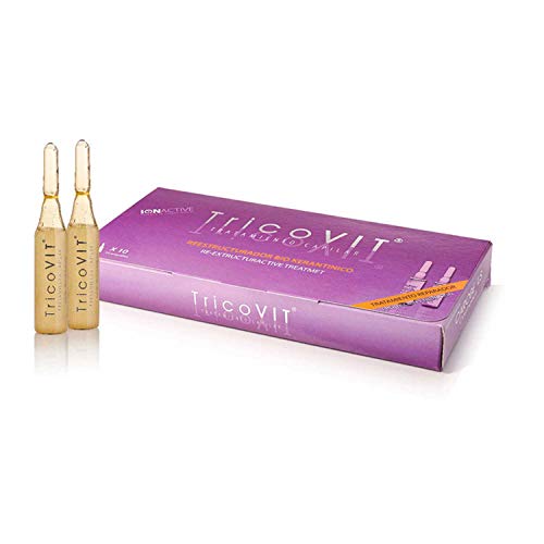 TricoVIT – Ampollas Keratina para Cabello Seco y Dañado, Tratamiento Capilar, Efecto Alisado y Antiencrespamiento, Hidrata el Cabello, 10 X 10 ml