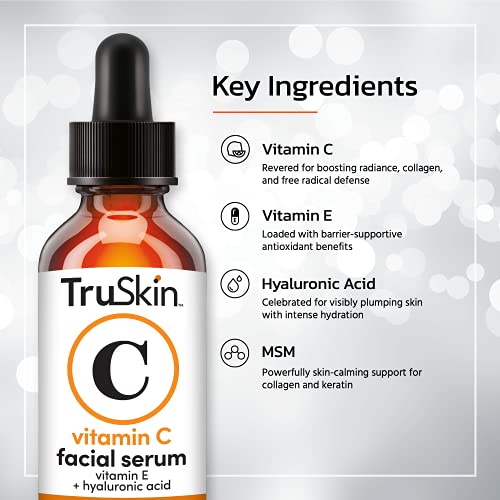 TruSkin Naturals - Sérum de vitamina C para el rostro, sérum facial orgánico antienvejecimiento con ácido hialurónico. Envase de 30 ml