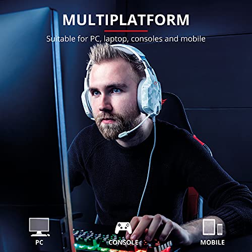 Trust Cascos Gaming GXT 322W Carus Auriculares Gamer con Micrófono Flexible y Diadema Ajustable, Cable de 1 m, para PS4, PS5, PC, Nintendo Switch, Xbox One, Xbox Series X - Blanco Camuflaje