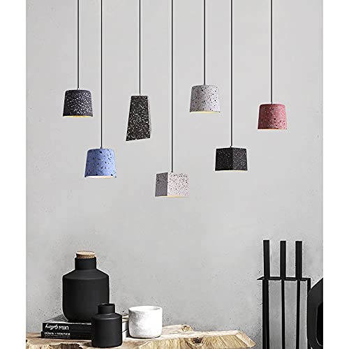 TTBDDDYH Macaron Square Lámpara Colgante LED Lámpara Colgante Moderna de terrazo Techo Cemento Sombra Lámpara Colgante Decoración Industrial Lámpara de araña para Comedor Sala de Estar Cafe Club Bar