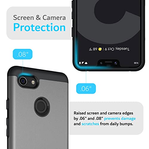 TUDIA Google Pixel 3 XL Estuche, Slim-Fit [Serie Merge] Estuche para Teléfono Extreme Protective Premium de Doble Capa para Google Pixel 3 XL [NO Compatible con Google Pixel 3] (Grafito)