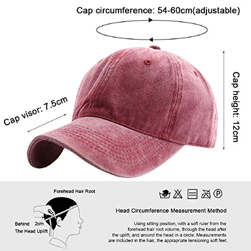 Tuopuda Gorra de Béisbol Classic Unisex Ajustable Washed Teñido Gorras de Béisbol de Algodón Sombrero de Deportes al Aire Libre (Rojo)