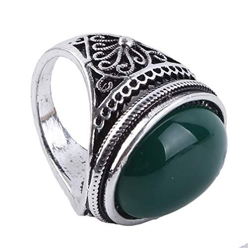 U-K Flower Band Oval Anillos de Piedra Natural para Mujeres Look Vintage Hombres Joyas Regalos de Fiesta tamaño Verde 9 Práctico Ecológico y práctico