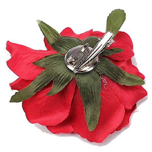 U-K Tela Flor Color de Rosa Grande Rosa Bailarín de Flamenco Pin Encima de la Diapositiva de la Pinza de Pelo