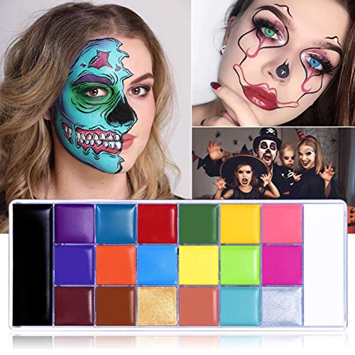 UCANBE Juego de paleta de maquillaje, 20 colores de pintura corporal facial y 10 piezas de cepillo de maquillaje, paleta de pintura al óleo profesional con juego de brochas de maquillaje