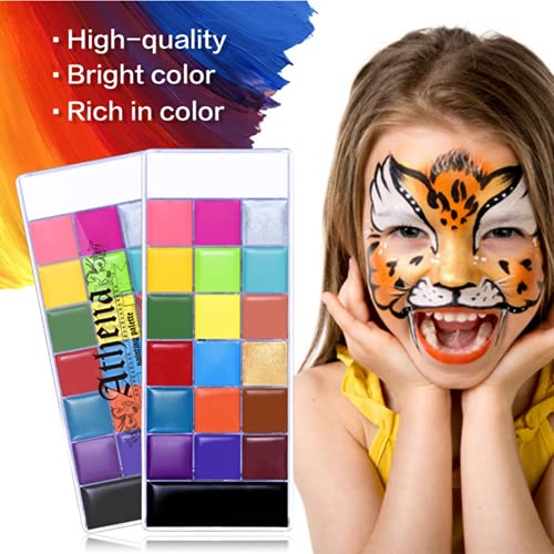 UCANBE Juego de paleta de maquillaje, 20 colores de pintura corporal facial y 10 piezas de cepillo de maquillaje, paleta de pintura al óleo profesional con juego de brochas de maquillaje