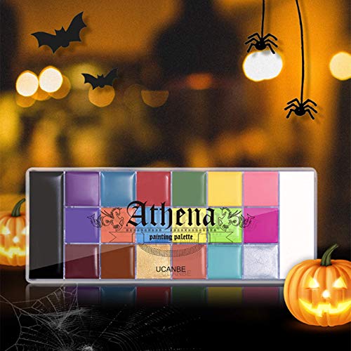 UCANBE Juego de paleta de maquillaje, 20 colores de pintura corporal facial y 10 piezas de cepillo de maquillaje, paleta de pintura al óleo profesional con juego de brochas de maquillaje