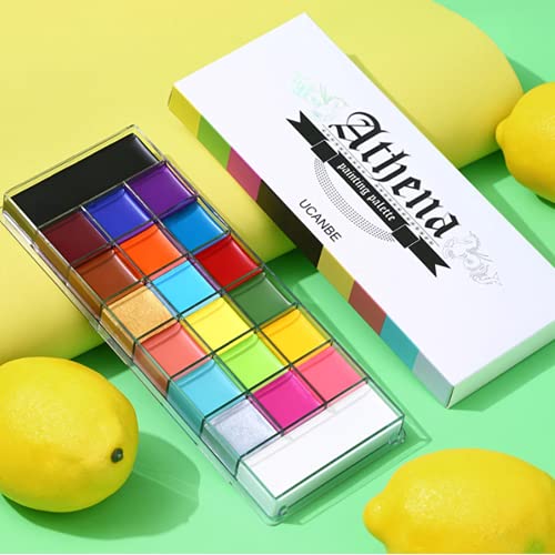 UCANBE Juego de paleta de maquillaje, 20 colores de pintura corporal facial y 10 piezas de cepillo de maquillaje, paleta de pintura al óleo profesional con juego de brochas de maquillaje