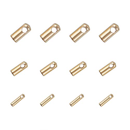 UNICRAFTALE 60pcs 3 tamaños 1.2 mm / 2 mm / 3 mm Extremos de Cordón Dorado 304 Tapas de Extremo de Acero Inoxidable Terminadores de Cordón de Cuero Tapas de Cuentas de Punta para Fabricación de Joyas