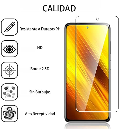 UNO' 2 Pack, Protector Pantalla Cristal Templado Compatible Con Xiaomi Poco X3 NFC/Poco X3 Pro, Vidrio Templado Ultra Resistent Sin Burbujas, 9h, Antiarañazos, Apto Para Poco X3 NFC/Poco X3 Pro.