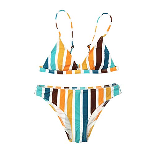 URIBAKY - Bañador con estampado de arcoíris para mujer, bikini de baño multicolor M