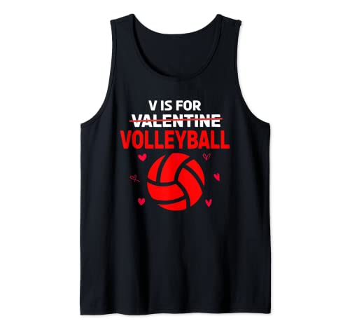 V es para voleibol valentine divertido voleibol mujeres hombres niño Camiseta sin Mangas