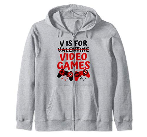 V Is For Video Games Shirt Valentines Day Gamer Boy Men Gift Sudadera con Capucha