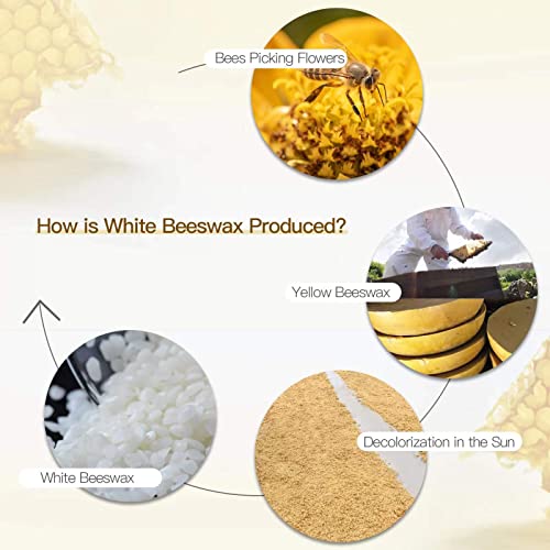 VABNEER Pellets de Cera de Abeja Blanca, Pastillas de Cera de Abejas, Aptas para Cosmética Natural y Fabricación de Velas (500g)