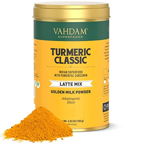 VAHDAM, Cúrcuma Latte Clásico, 40 tazas (100g) | Golden Milk Powder Con Potente Curcumina | Latte De Cúrcuma | Té De Cúrcuma | Brew Caliente O Hielo Té | curcuma con pimienta negra