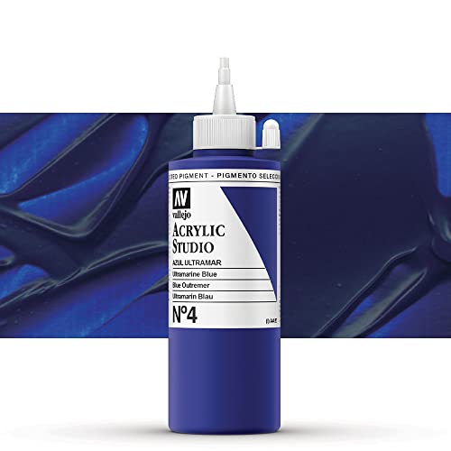 VALLEJO ACRYLIC STUDIO, PINTURA ACRÍLICA, 200ML, AZUL ULTRAMAR, Nº 4