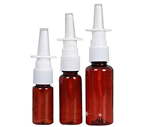 VASANA 12 botellas de plástico ámbar vacías, rellenables, con pulverizador nasal, para maquillaje, agua, para perfumes, aceites esenciales, uso médico, aplicaciones salinas