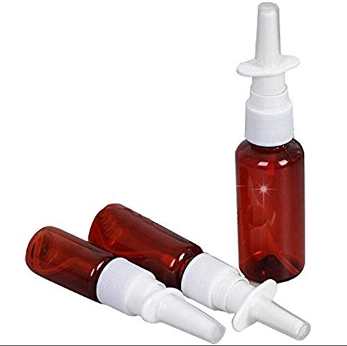 VASANA 12 botellas de plástico ámbar vacías, rellenables, con pulverizador nasal, para maquillaje, agua, para perfumes, aceites esenciales, uso médico, aplicaciones salinas