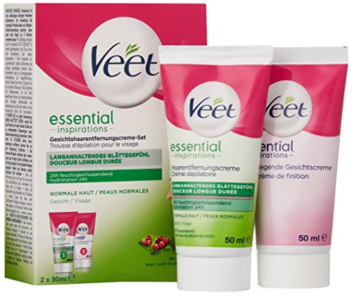 Veet pelo de la cara crema de eliminación Set para pieles sensibles con aloe vera y vitamina E