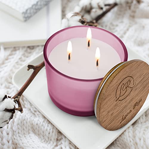 Vela aromática de 3 mechas de Luana Rose, set de regalo - Vela 100% de cera de soja - Velas perfumadas con tapa de madera - Vela aromática - Vela de regalo - Velas en vaso para aromaterapia Candle