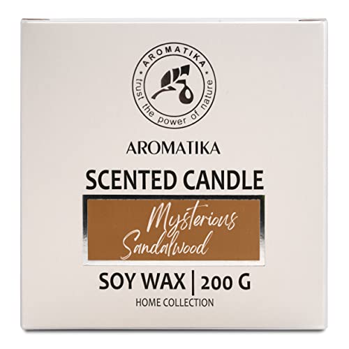 Vela Perfumada Sándalo Misterioso - Perfumadas De Soja Natural - Vela de Aromaterapia con Aceite Esencial - Vela de Cera de Soja - Hasta 45 horas de Combustión - Regalo de Vela de Vidrio