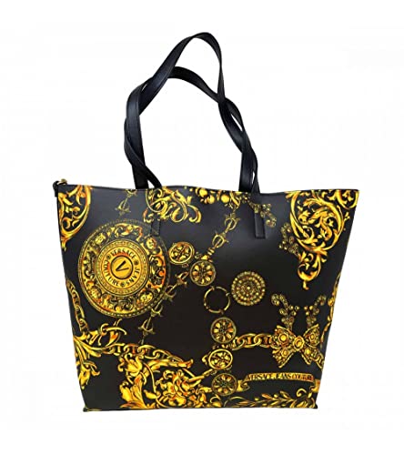 Versace Jeans Couture 71VA4BZ1 Bolsa de compras Negro Reversible con Estampado Regalia Baroque