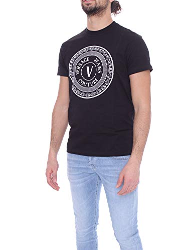 VERSACE JEANS COUTURE Camiseta con logo V Circle en color negro