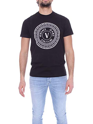 VERSACE JEANS COUTURE Camiseta con logo V Circle en color negro